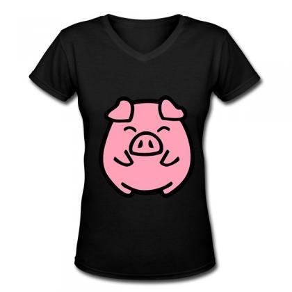 Cute Pig Popular Popular Cool Women Clothes V Neck..